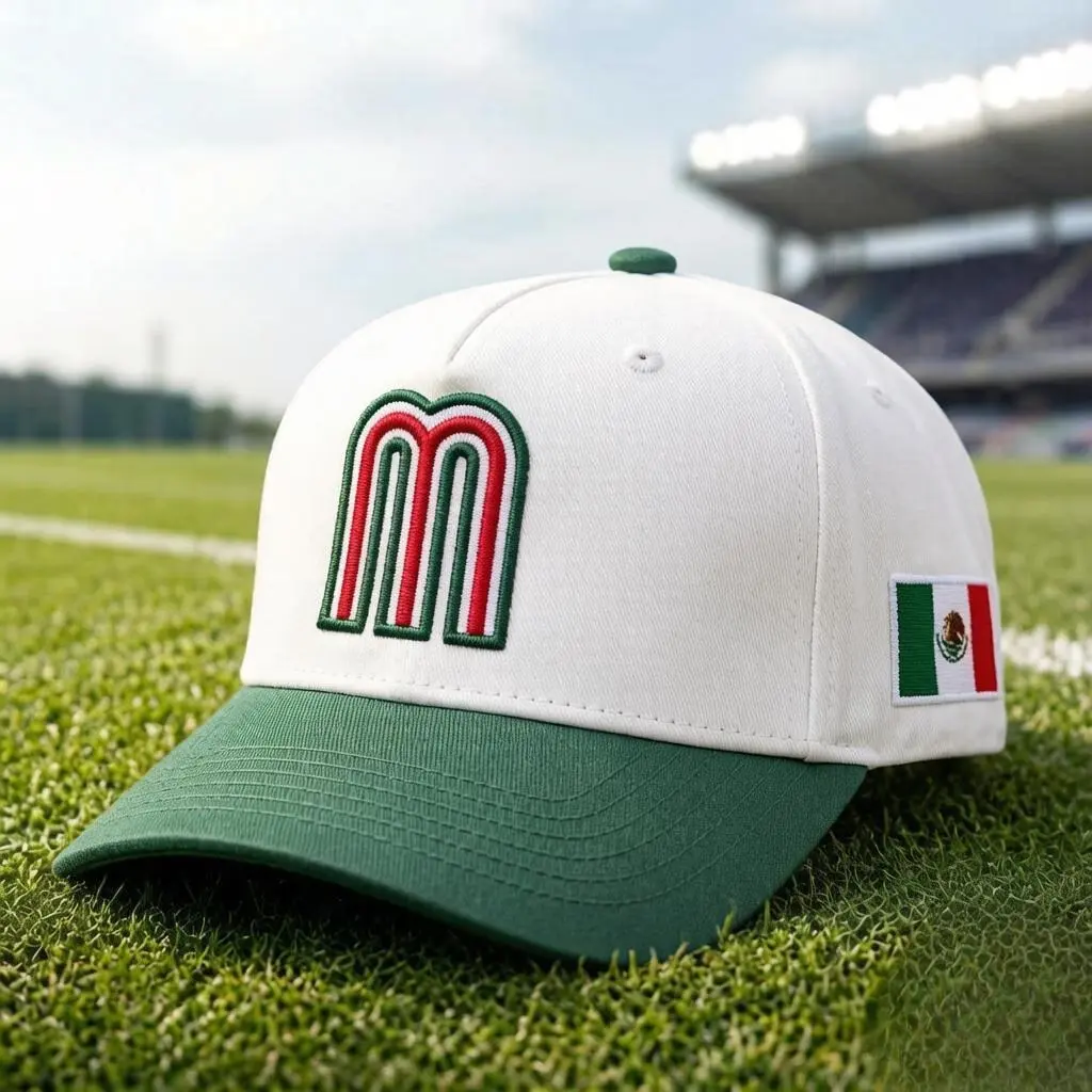 2026 Mexico Embroidered "M" Adjustable Snapback Streetwear Hat - 1-Size Mens Cap, Mexican Flag Design, Game Days & Parties Gift (Festive Party Supplies), One Size