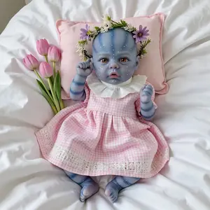 12inch Reborn Baby Doll Avatar Soft Cloth Body+ Vinyl Limbs Realistic Newborn Dolls Painted Hair Real Life Elf Baby Dolls Toy for Kids Age 3 +