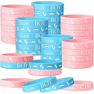 30 Pieces Gender Reveal Bracelets, Team Boy Silicone Wristbands Team Girl Gender Reveal Party Bracelets Team Both Rubber Wristband for Baby Shower Gender Reveal Party Favor Supplies