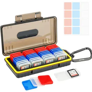 SD Card Case with 36 Pack Individual Clear Plastic Memory Card Holders for 36 SD SDXC SDHC Cards,Water-Resistant Anti-Shock Anti-Dust SD Card  Organizer Storage Protector with Labels