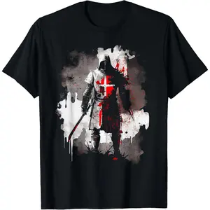 Casual Cotton shortsleeve tees Knight Templar Temple Warrior Crusader Templar T-Shirt