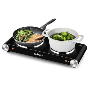 CUSIMAX 1800W Compact Multifunction Double Oven Electric Cooktop - Durable Stainless Steel Countertop Induction Hot Plate, Fast Heating, Even Heating, Easy to Clean, US Plug, Great for Home Use