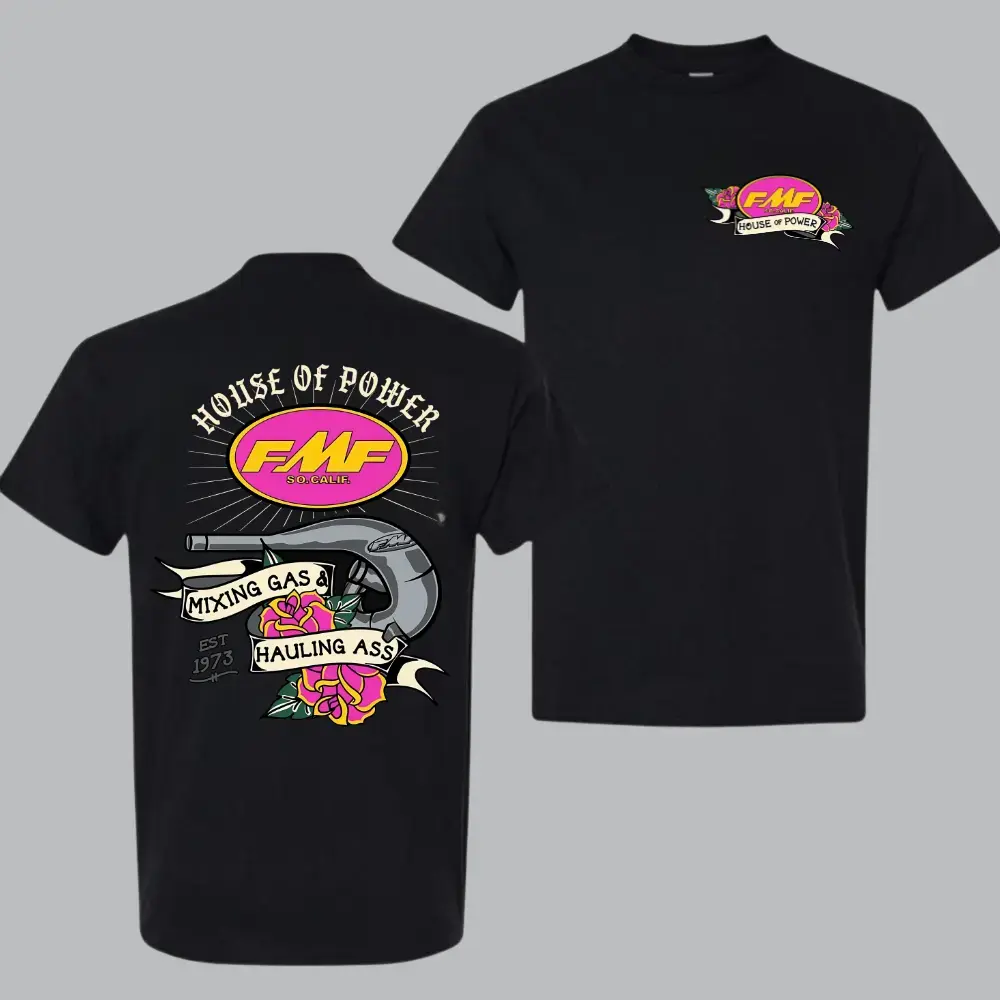 [100%cotton]FMF Mixing Gas Hauling A*s T-Shirt – Moto Power 2-Sided Graphic Tee, Dirt Bike Racing Shirt, Casual Shortsleeve Tee for Biker & MX Fans