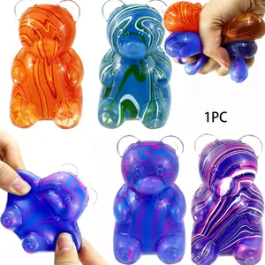 Colorful Texture Bear and Candy Ball Design, Anxiety Relief Fidget Toy, Malt Sugar Filled Squeeze Toy, Adult and Child Sensory Stress Relief, Slow Rebound Soft Pressure Ball