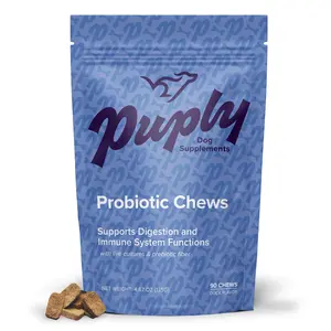 Puply Probiotics for Dogs - Veterinarian-Formulated Soft Chews with Prebiotic Fiber - Supports Digestion, Immunity, and Allergy Relief - Delicious Duck Flavor - 90 Count