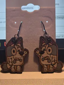 Backyard dogs grey dog Plastic dangly earrings