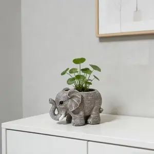 Charming Elephant Succulent Plant Pot, Resin Handmade Flower Pot, Textured Design, Lightweight Durable, Indoor Outdoor Decoration, Decorative Garden Planter