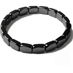 Hematite Bracelet for Men, Natural Stone Beaded Bracelet, Adjustable Stretch Fit Minimalist Grounding Jewelry, Stylish Masculine Accessory Gift