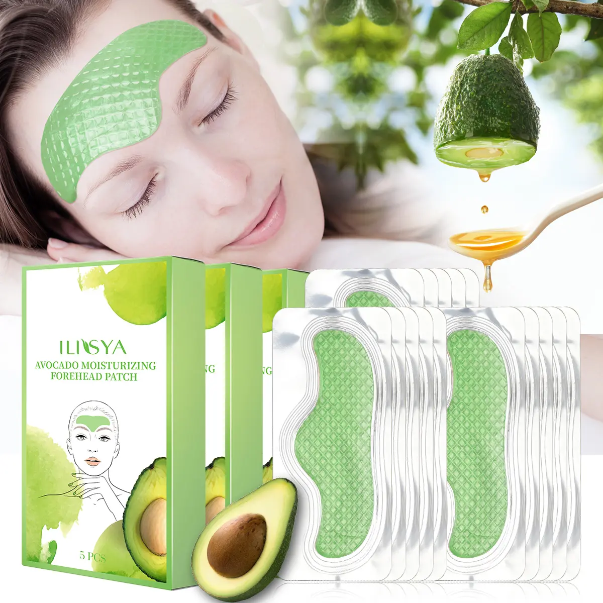 3 boxes of collagen forehead patch, avocado mask patch, moisturize and hydrate forehead skin, fade wrinkles, daily skin care products,Mother's Day gift summerwins