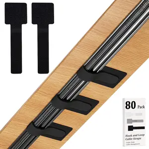 80 count Hook and Loop  Straps,  Management Under Desk, Adhesive  Ties,  Wire Organizers for Cords, Cords Management,  Accessories for Desk,  Office Essentials, Black
