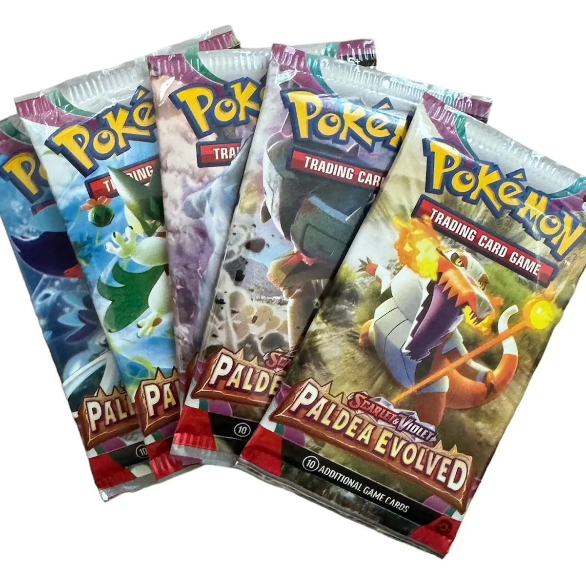 Pokémon Scarlet & Violet Paldea Evolved Collectible Card Booster Packs - 5-Pack Bundle, Random Artwork Selection, Paldea Evolved Challenge Eligible