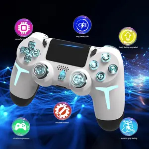 Wireless RGB Gaming Controller with Tri-Color Lighting Compatible with PS4, PS3, and PC RGB Lighting, LED Bluetooth Gaming Controller Six-Axis Gyroscope, Dual Vibration Feedback