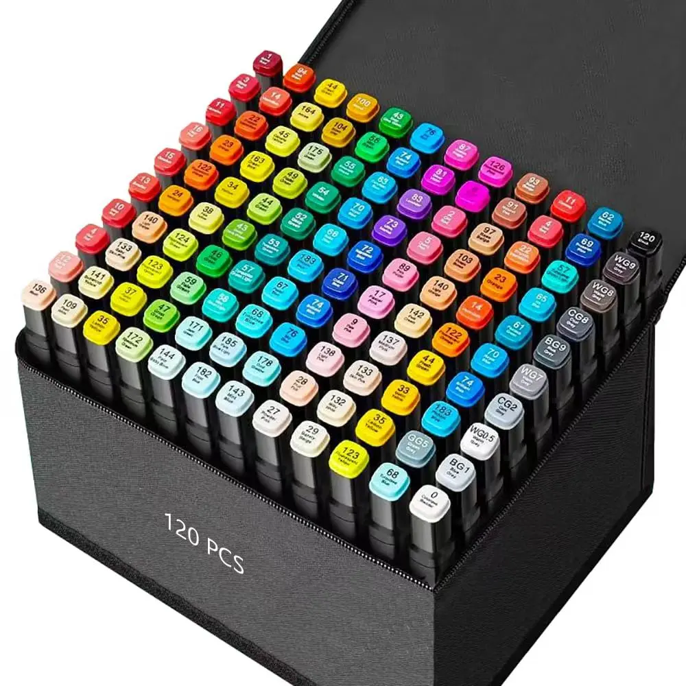 Alcohol Markers, Art Marker Pens, Double Tip Marker, 120/80/60 Colors Dual Tip Fine & Broad Drawing Markers Set, Art Supplies, Drawing Tools, Markers for Students Adults Coloring Artists Drawing Sketching Card Making, Christmas & New Year Gift
