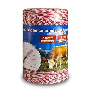 656Feet Ultra-Low Resistance Electric Fence Polywire - High Conductivity Steel Core Poly Tape for Pasture  Containment, Garden , and Farmland Protection