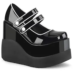 Demonia Void-37 Black Patent Platforms