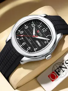Men's Sporty Quartz Watch, Analog Display, Round Dial, Waterproof, Zinc Alloy Case, Clasp Closure, All Seasons Wear, Fashionable Modern Waterproof Watch