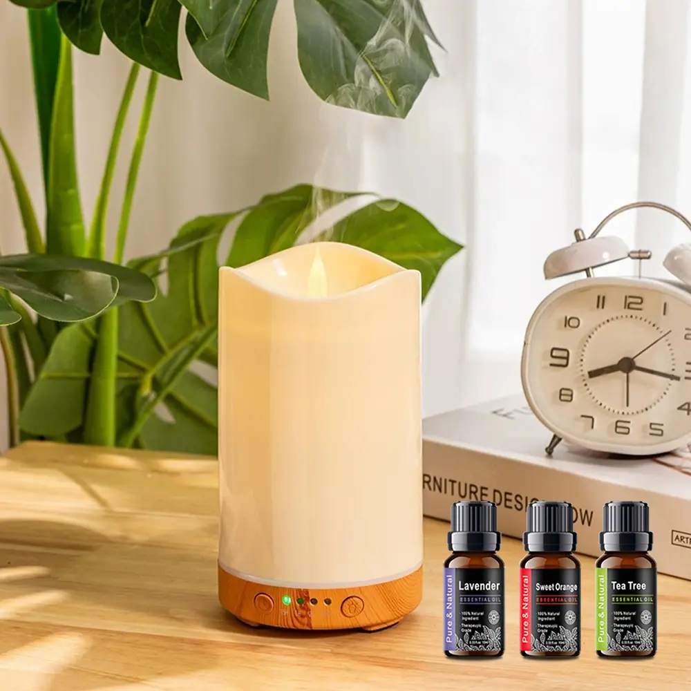 Cylindrical Aromatherapy Humidifier Diffuser - Electronic Gentle Mist Diffuser with Timer, Color Changing Lights, 3 Essential Oils, Plug-In Functionality, Automated Humidifier
