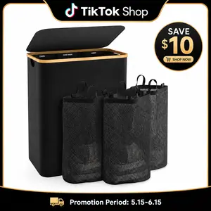 Bathola Hampers for Laundry Basket with Lid, 160L Extra Large Laundry Hamper 3 Section Dirty Clothes Hampers for Laundry Divided Laundry Basket Organizer for Bedroom,  Ideal for Laundry Toys and Dorm Use