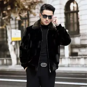 2025 Winter New Faux Fur Bamboo Knot Mink Fur Men's Coat Stand Collar Fur Integrated Jacket