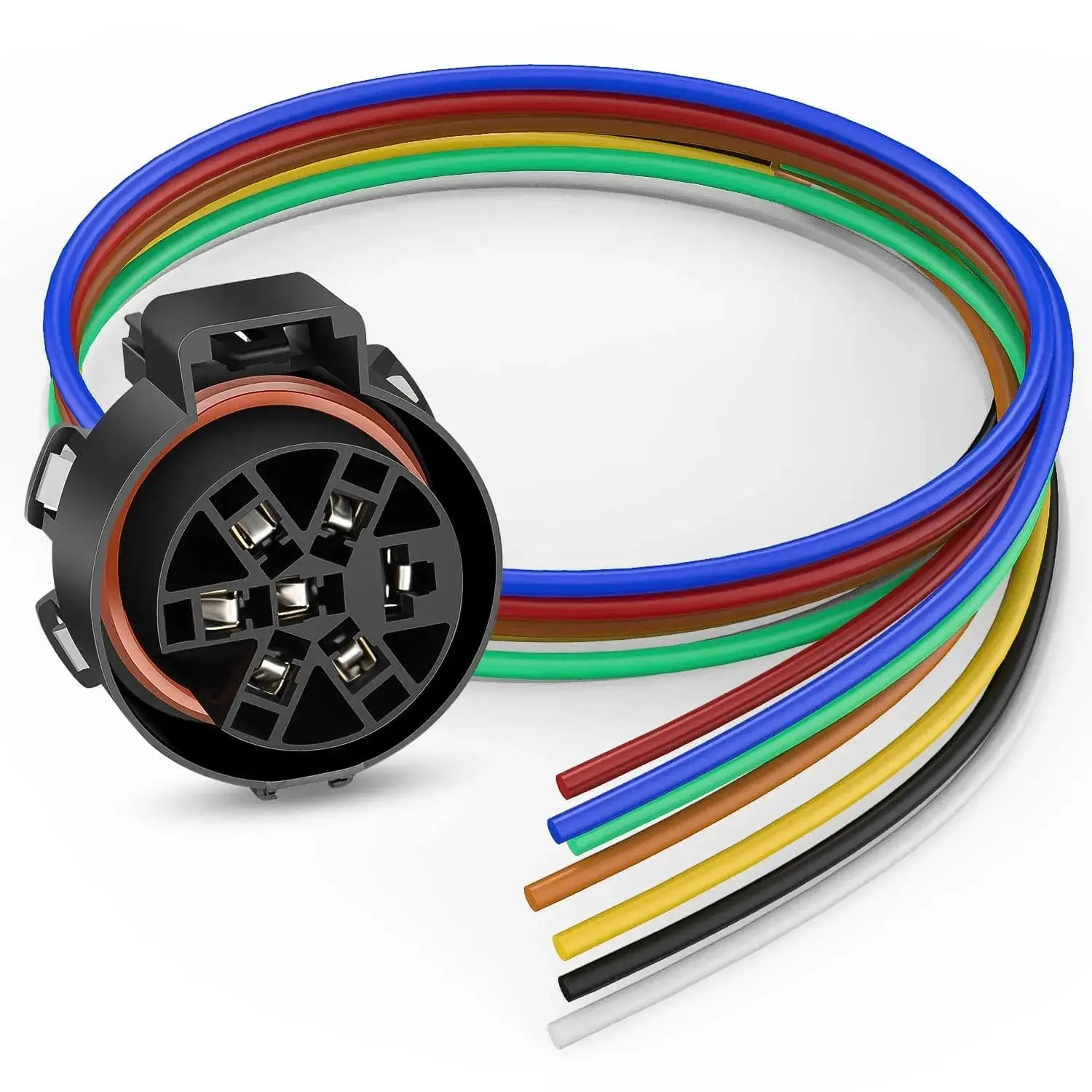 Nilight USCAR 7-Pin Trailer Wiring Harness - Pure Copper Core, Black Plastic Housing, Pre-Stripped, Durable, Easy Installation, Universal Plug, Compatible with Buick, Hummer, GMC Vehicles