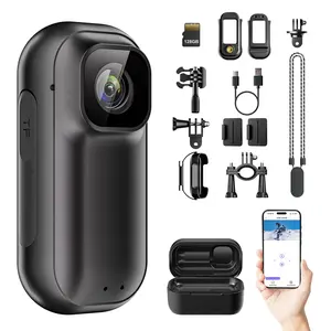 128GB 2K Thumb Action Camera, Thumb POV Portable Body Cam, Tiny Size, Hands Free, Mount Anywhere Magnetic Sport DV, Bike Cycling, Pet, Vlogging Card Water Proof