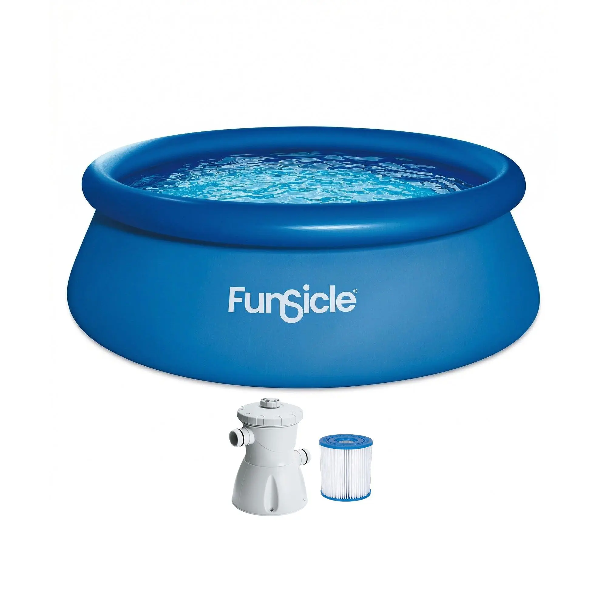 Funsicle 8' x 30" QuickSet Inflatable Ring Top Outdoor Above Ground Pool w/Pump