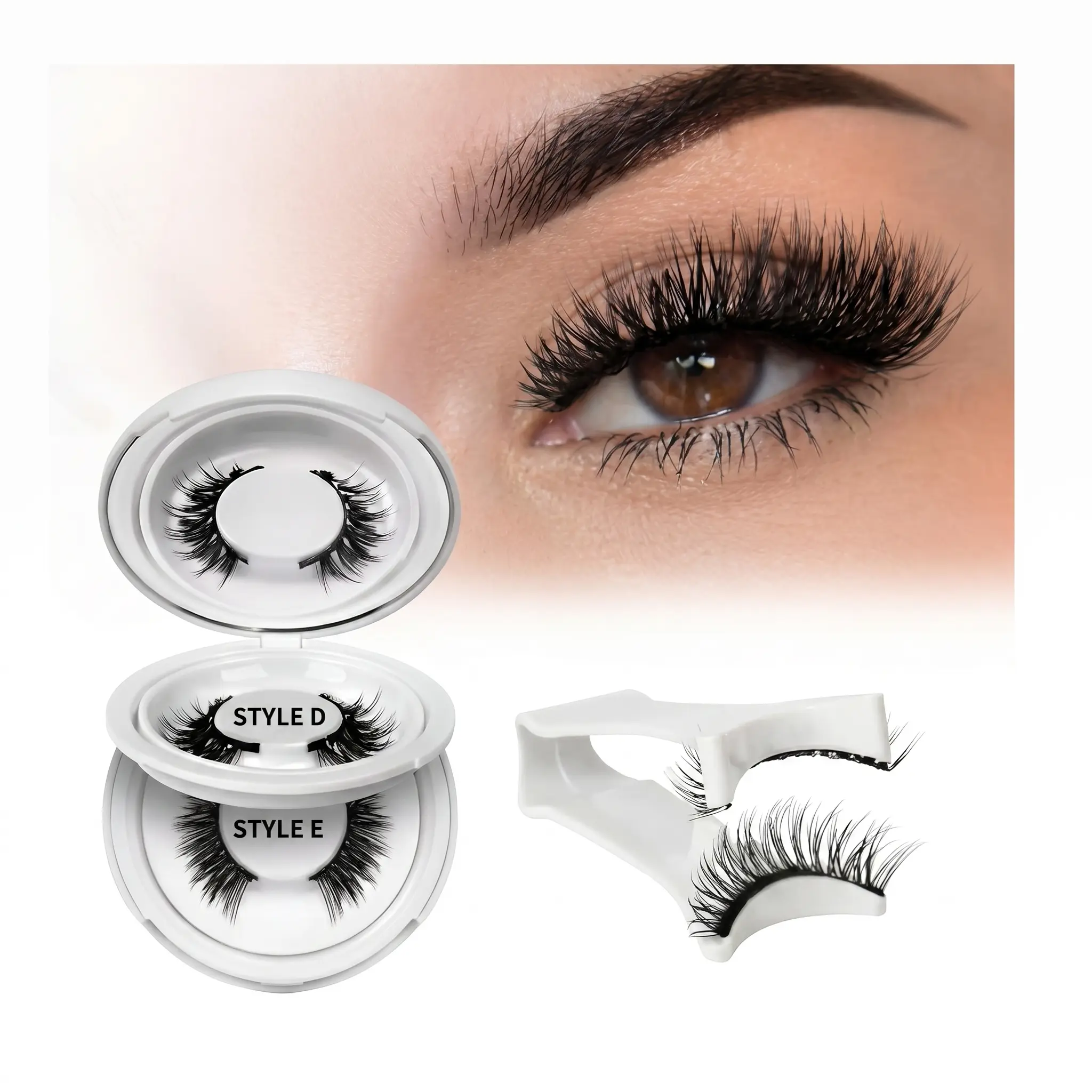 2 Pairs Magnetic Eyelashes Kit, No Glue Needed, Reusable Lightweight False Lashes, Natural Wispy Style with Easy Apply Applicator