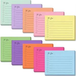 10 Pack to Do List Notepad Lined Sticky Notes, 3"x4", 500 Sheets, Sticky Notes with Lines, to Do List Planner, Square Sticky Notes for Office, Meeting, School, Home