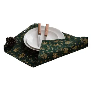 Christmas Green Table Runner with Gold Stamping American Country Style Simple Coffee Table TV Cabinet Tea Mat Minimalist Size 30x140 to 30x275cm