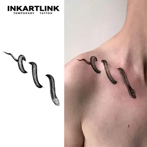 INKARTLINK Tattoo Tech,Snake Series, 2 Sheets Medium Semi Permanent Tattoo, Adult Art Design Temporary Tattoos, Lasts 1-2 Weeks, Waterproof, Realistic Look, No Adhesive, No Reflection (Snake)