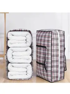 Large Capacity Home Cotton Quilt Clothes Storage Bag, Blanket Storage Bag, Multi-Functional Organizer for Bedroom, Moving Packing Bag, Clothing Box