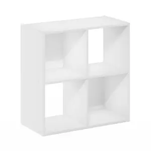 PELLI 2x2 Cube Bookshelf Rack with Storage, Modern 11.6x24.2x24.2 in Cube Storage Cabinet, Contemporary Indoor Furniture for Living Room, Home Office (White)