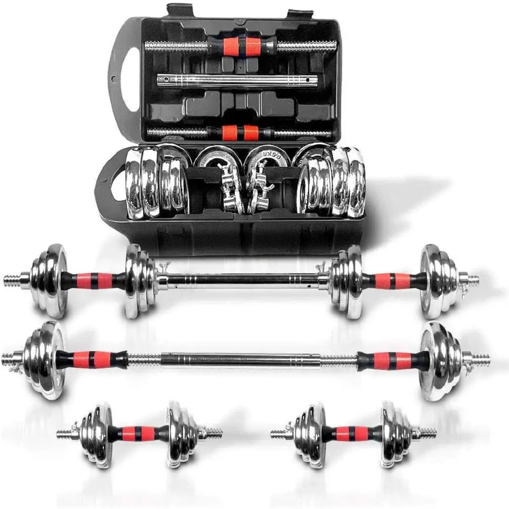 Adjustable Dumbbell Set 44lbs Cast Iron Barbell with Carry Box for Home Gym Office Bedroom Workout Men Women