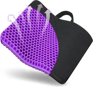 Car seat cushion Gel Seat Cushion for Long Sitting (Large & Thick), Soft & Breathable, Gel Cushion for Wheelchair, Gel Chair Cushion for Hip Pain, Gel Seat Cushion for Office Chair (Black Cover)																	