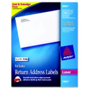 Avery Easy Peel Paper Rectangle Permanent Return Address Self-Adhesive Mailing Label, White