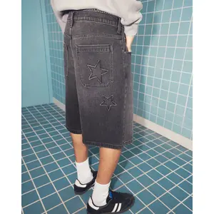 Hollister Star Applique Super Baggy Jean Shorts