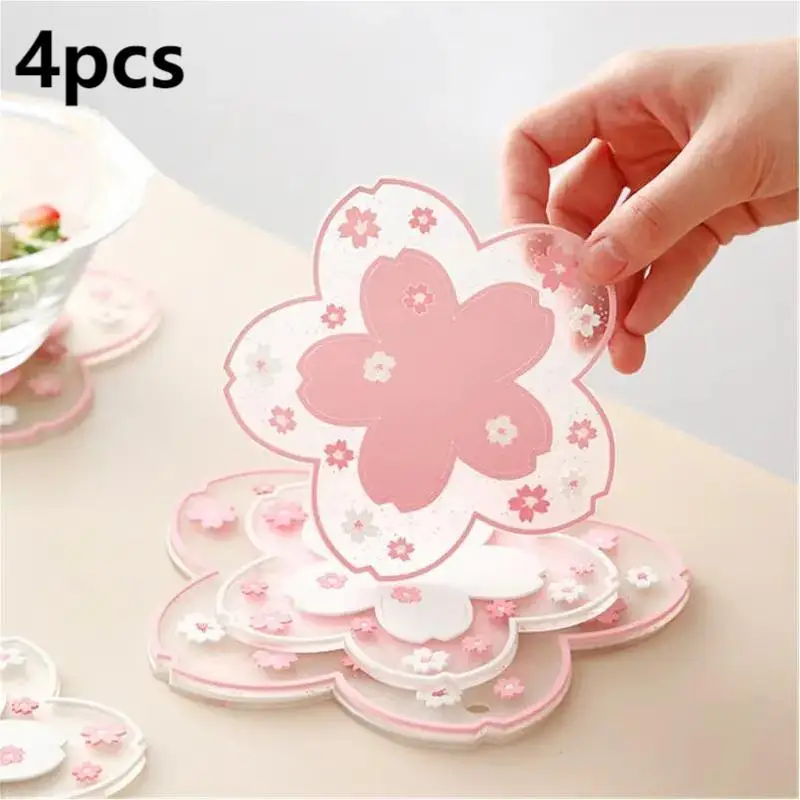 Floral Pattern Coaster, 4 Counts/set Heat Resistant Non-slip Table Mat, Decorative Placemat for Home Kitchen Dining Room