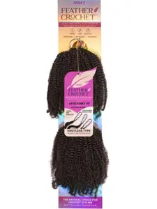 Janet Collection 100% Human Hair Feather Crochet Braid Extension AFRO KINKY 18"