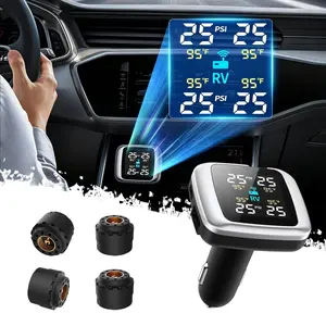 DIBMS Tire Pressure Monitoring System, Wireless TPMS with 4 External Sensors & 6 Alarm Modes, Colorful Display, Real-time Tire Pressure Monitor System, Ideal for RV SUV MPV Truck Sedan(0-144 PSI)tire pressure gauge,car stuff