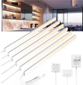 V4light Under Cabinet LED Lighting, 6 Pack Ultra Slim Aluminum Light Bars, Plug-in Kitchen Lights with Touch Dimmer, Dimmable 2700K–6500K, Linkable for Closet, Shelf, Display Cabinet
