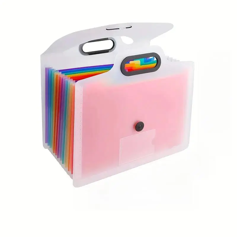13-pocket Expanding File Folder with Handle, Plastic Expandable File Folder, Accordion Folder for A4/Letter Size, Document Organizer, Plastic Folders with Pockets, Multi Pocket Folder, Documents Organizer