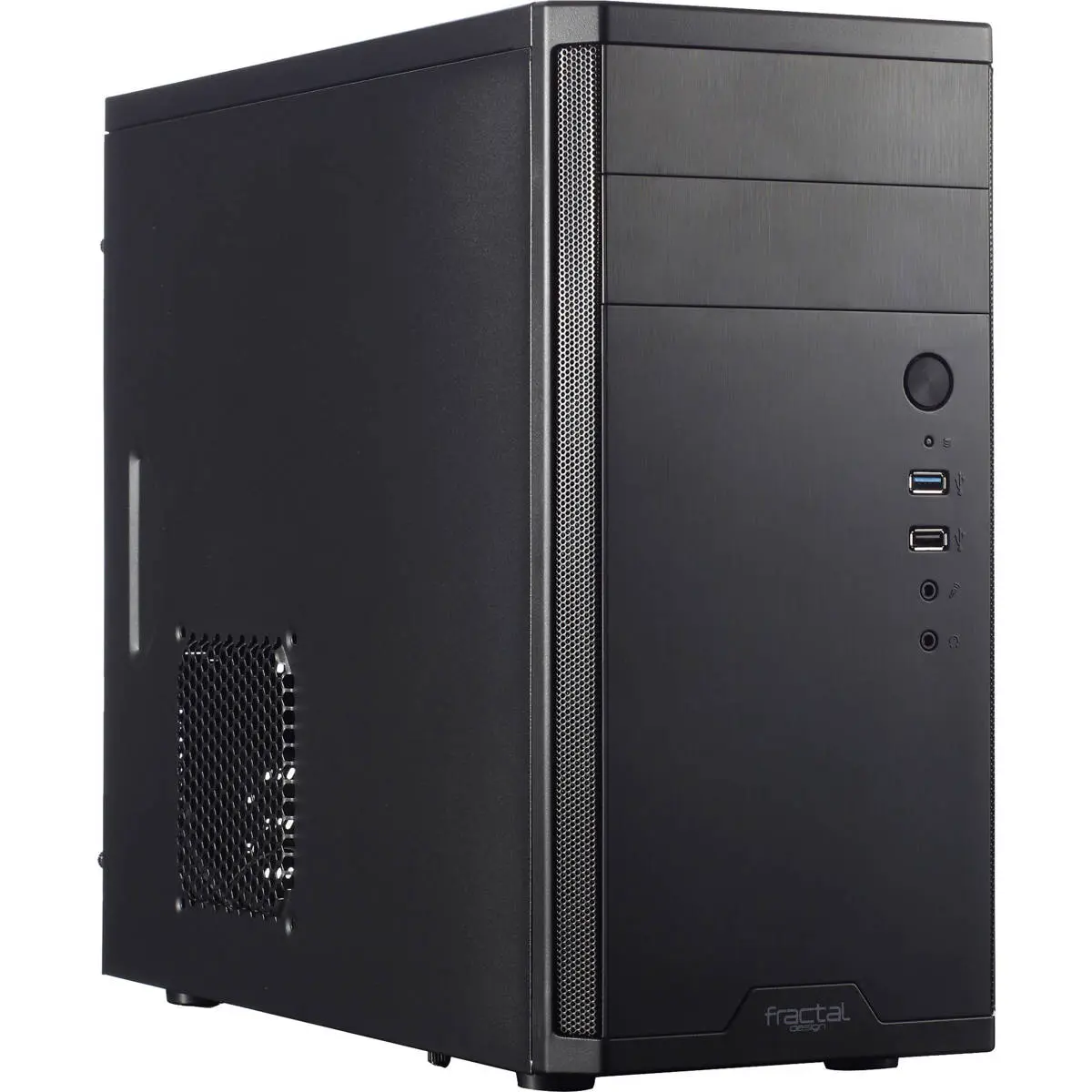 Fractal Design Core 1100 Compact Micro-ATX Mini-Tower PC Case for Desktop Computers - Black, Elegant Aluminum Appearance, Optimized Cooling Path, Flexible Storage, Vertical Drive Support