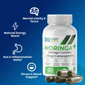 GENZDUTY Moringa+ Superfood Capsules with Turmeric, Ginger & Ashwagandha for Energy, Immune Support, Digestion, Vitality & Overall Wellness