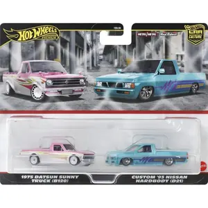 Hot Wheels Premium Car Culture 2 Pack 75 Datsun Sunny & Custom '93 Nissan Hardbody Collectible Die-Cast Cars