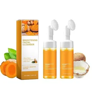 Face wash100ml Turmeric + Kojic Acid Foaming Facial CleanserSilicone Brush Cleansing Skincare was,face cleanser,facial cleanser