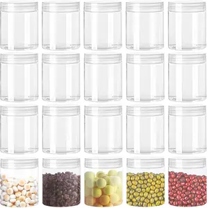 20 Pack 4Oz Clear Plastic Jars with Lids,115Ml Wide-Mouth Refillable Storage Containers,Empty round Containers for Candy,Beads,Lotion,Slime Making and Food Storage Panxxsen