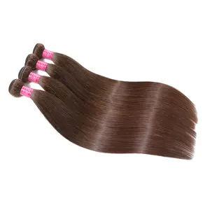 Straight Human Hair Bundles Brown #4 Color Human Hair Straight Bundles 1/3/4 Bundles Unprocessed Brazilian Virgin Chocolate Brown Human Hair Exten Brush your natural hair