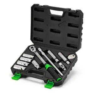 11Pcs 3/8" Drive Spark Plug Socket Set with Click Torque Wrench, Spark Plug Gapper, Universal Joint, Extension Bar, 9/16", 5/8", 3/4", 13/16", 14, 16 and 18mm, CR-V Sockets with Rubber Rings