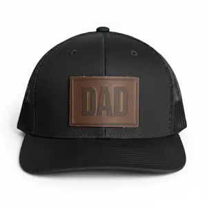 Dad Stamp Hat | Leather Patch Trucker Style Hats | Gift for Dad | Apparel for New Dad | Birthday | Christmas Gift