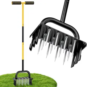 【FathersDayGift】SUNCOZE 2-in-1 Lawn Aerator, Aerator Tool with 12 Spikes & 6 Hollow Tines, Yard Grass Aerator for Lawn, Tools for Yard, Lawn Aeration, Garden Tool summerwins